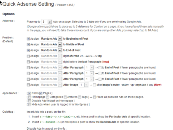 Add Adsense Between Post : Quick Adsense WordPress plugin